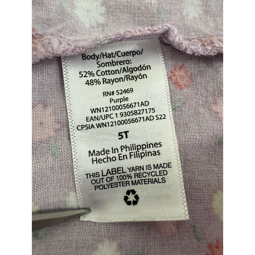 Wonder Nation Toddler Girls Purple Floral Short Sleeve Dress Size 5T